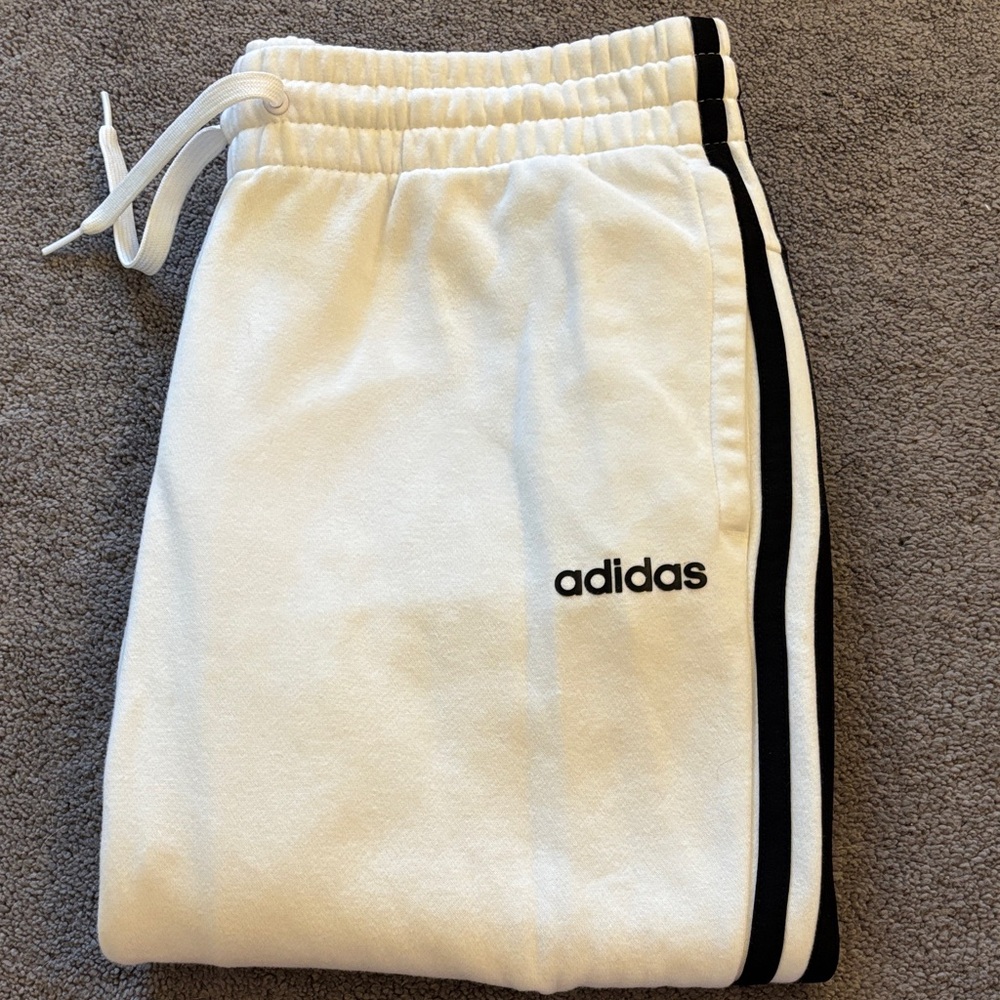 Adidas Kids White and Black Joggers